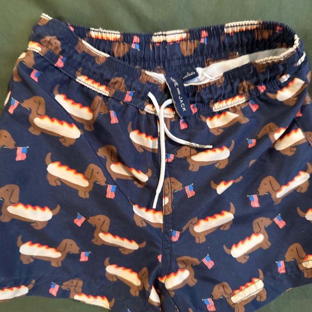 Janie and Jack 4th of July Dachshund Print Swim Shorts